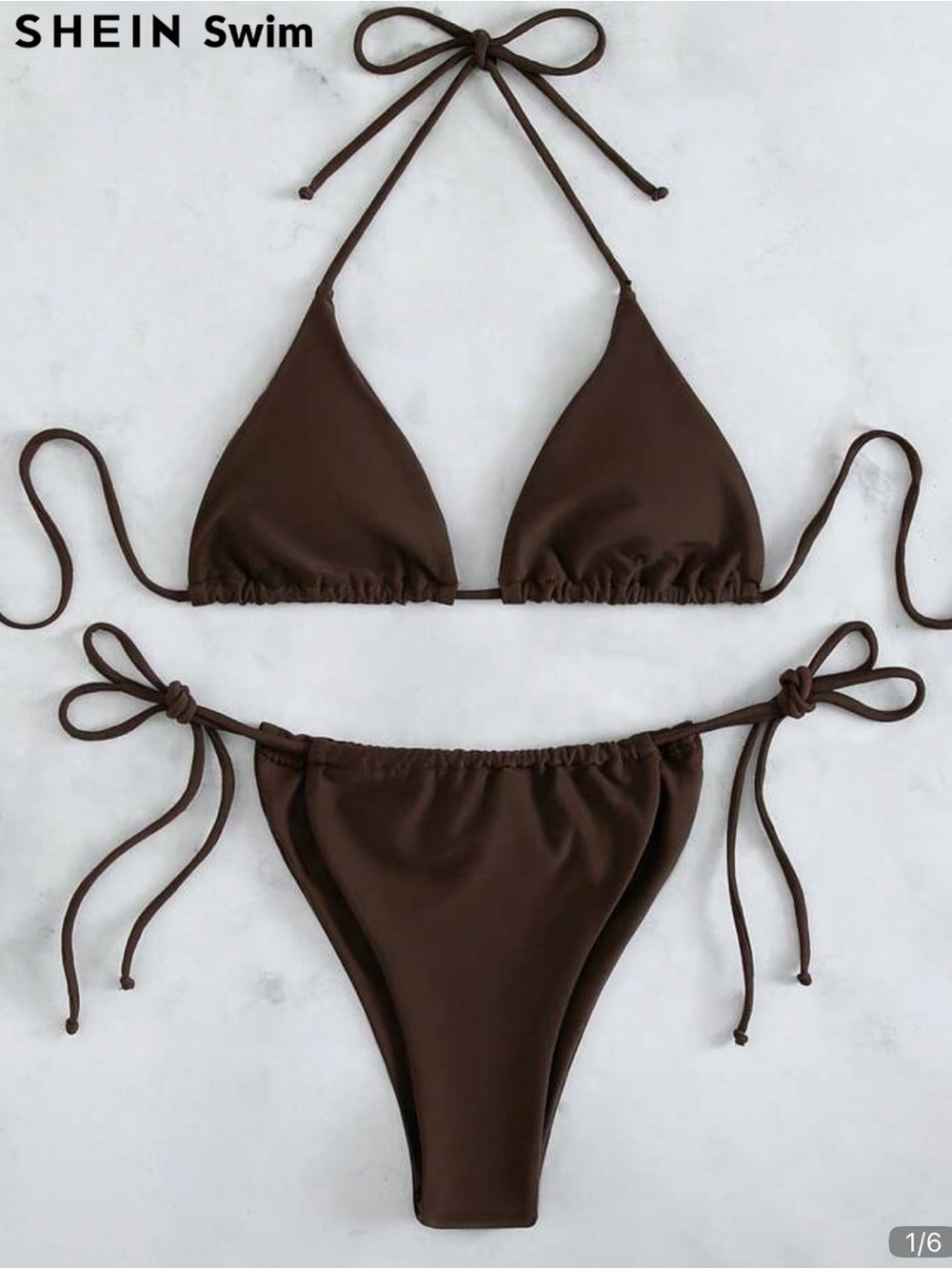 SHEIN Brown String Triangle Bikini Set